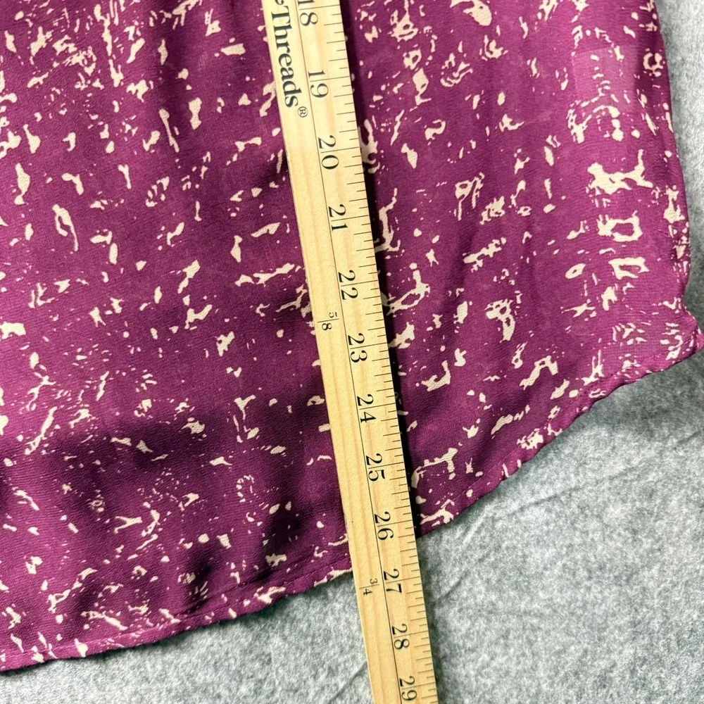 Converse One Star Womens‎ XL Purple Abstract Print Henley Blouse Top